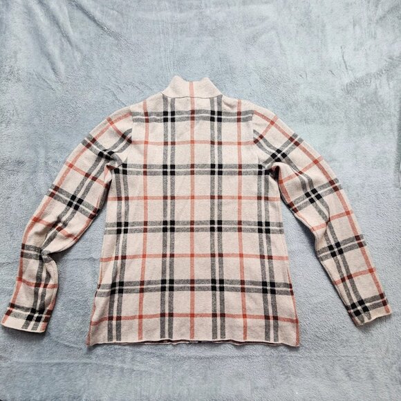 Joie Jacket Women's Large Beige Plaid Knit Utility Military Full Zip Mock Neck - Picture 2 of 10